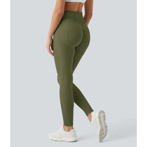 HALARA Seamless Flow Tummy Control Butt Lifting Leggings S Green NEW B52 - Picture 1 of 6